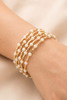 Fame Pearl Gold Cube Bead Stretch Bracelet Set in Pearl/Gold detail view