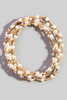 Fame Pearl Gold Cube Bead Stretch Bracelet Set in Pearl/Gold full set