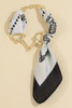 Fame Scarf Wrapped Horsebit Link Bracelet Gold/White/Black