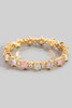 Fame Gold-Dipped Square Cubic Zirconia Studded Ring in Pink side angle
