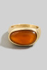 Fame Accessories Oval Natural Stone Signet Ring in Brown/Gold detail