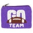 TYLER'S Go Team Football Seed Bead Coin Purse Purple/White