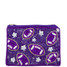 Stars & Footballs Sequin Seed Bead Coin Purse Purple/White