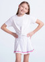 Lucky in Love Girls' Bold Statement Pleat Skirt in White back view