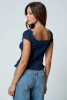 Blu Pepper Women's Peasant Top in Navy detail view