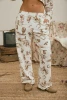 Blu Pepper Women's Western Print Elastic Waist Joggers Cream Multi back view