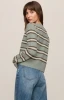 Z Supply Women's Medina Cozy Stripe Cardigan in Aqua Cloud back view