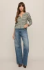 Z Supply Women's Medina Cozy Stripe Cardigan in Aqua Cloud flat lay
