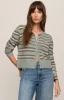 Z Supply Women's Medina Cozy Stripe Cardigan in Aqua Cloud front view