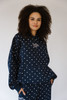 Happy Camp3r Women's Dot Applique Hoodie in Navy detail view