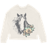 Tiny Whales Girls' Dream of Horses Long Sleeve Tee in Natural front view