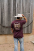 Burlebo Men's Horseshoe Tee in Maroon lifestyle view