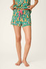 PJ Salvage Cheetah Bonita Dreams Pajama Shorts Teal Blue full length