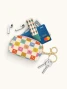Checkerboard Blooms Key Chain Pouch