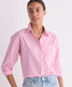 Vineyard Vines Women's Birdie Button-Down Shirt in Feeder Cutty Pink/White collar detail