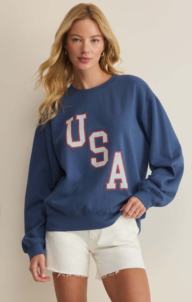 Z Supply Women's Americana Boyfriend Sweatshirt | TYLER'S