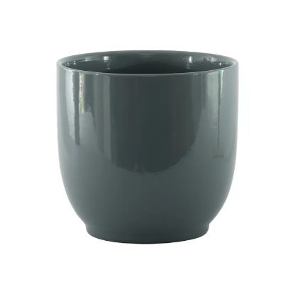 Hortus Cairo Ceramic Pot - Glossy Grey - Dia15.5 x H15cm