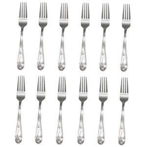 Lenox Poppies on Blue 18/8 Stainless Steel Dinner Fork (Set of Twelve)