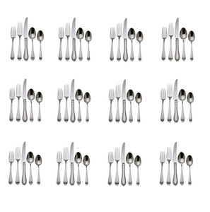 Reed & Barton Hammered Antique 18/10 Stainless Steel - 60 Piece Set (Service for Twelve)