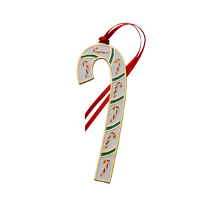 Wallace Annual 2021 Gold Plated and Enamel Candy Cane Ornament 41st. Anniversary