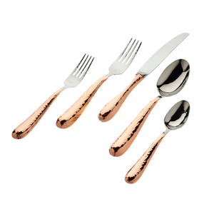 Williams Sonoma Anatolia 18/10 Stainless 5pc. Place Setting with Copper Finish