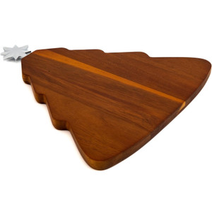 Nambe Acacia Wood Christmas Tree Cheese / Charcuterie Board with Spreader