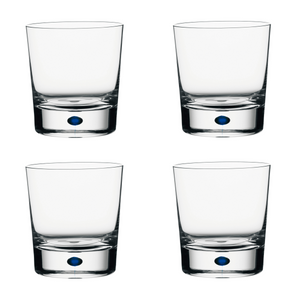 Orrefors Crystal Intermezzo Blue Double Old Fashioned Glass (Set of Four)
