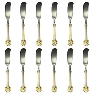 Wallace Napoleon Bee Gold Accent 18/10 Stainless Steel Butter Spreader (Set of Twelve)