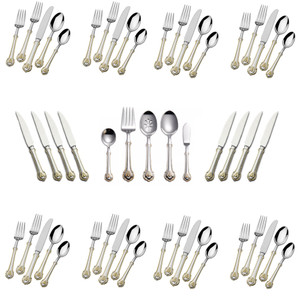 Wallace Napoleon Bee Gold Accent 53-Piece Flatware Set – 18/10 Stainless Steel