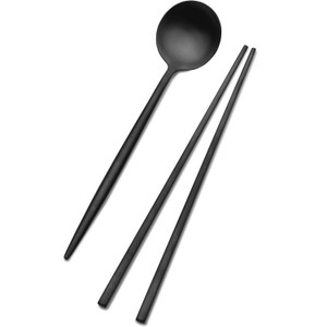 Studio Nova Premium 18/10 Stainless Steel Black Chopsticks & Spoon Set