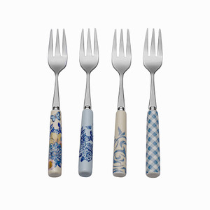 Dolly Parton Blue & White Appetizer Fork with Ceramic Handle (Set of Four)