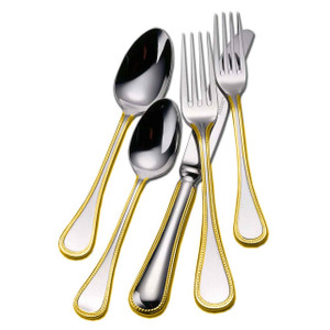 Couzon Le Perle Gold Accent 18/10 Stainless 5pc. Place Setting (Service for One)