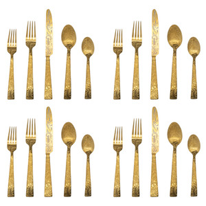 Ricci Argentieri Parisian Garden Gold 18/10 Stainless Steel 20pc. Flatware Set