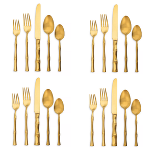 Ricci Argentieri Bamboo Satin Gold 20pc. Flatware Set (Service for Four)