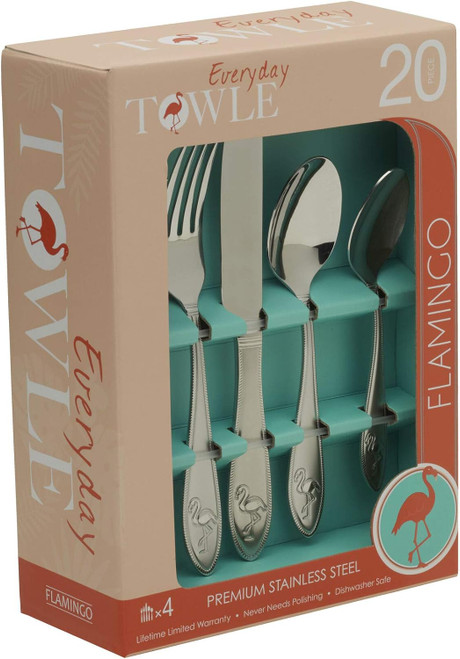 Towle Everyday Flamingo Stainless Steel 20pc. Flatware Set - Thumbnail 4