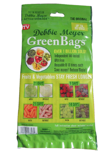 Original Debbie Meyer Green Bags Keep Fruits & Vegetables Fresh Longer 20  Bags.