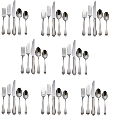Reed & Barton Hammered Antique 18/10 Stainless 40pc. Flatware Set
