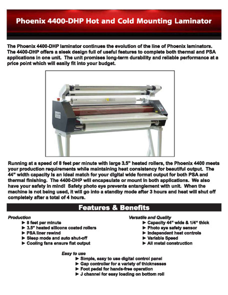 Phoenix 4400-DHP Thermal and PSA Mounting Laminator