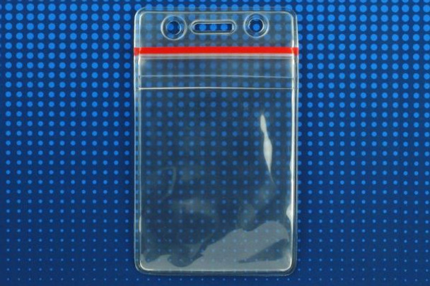 Clear Soft Vinyl Vertical Badge Holder with Zipper Closure