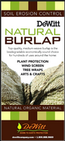 Burlap 3 ft x 24 ft made by Dewitt here at Twin Oaks Nursery & Supply