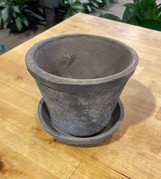 Aged Terra Cotta Round Flower Pot & Saucer Charcoal(AT33&AT34)