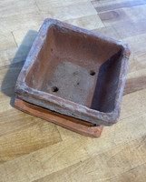 Aged Terra Cotta Square Flower Pot & Saucers (AT05&AT06)