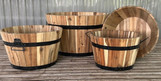Round Whiskey Barrel Planter - Natural