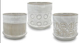 Flying Saucer Cylinder Pot 5.75" - White Assorted made by Ceramo here at Twin Oaks Nursery & Supply