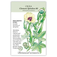 Okra Seeds made by Botanical Interests here at Twin Oaks Nursery & Supply