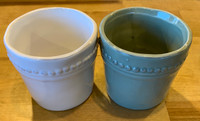 Pottery - 3.4" Dotted Round Pots - Assorted White/Green
