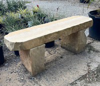 Limestone Bench made by here at Twin Oaks Nursery & Supply
