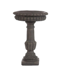 Concrete Italian Birdbath, decorative garden stone birdbath with classical design and detailed pedestal stand.