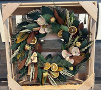 Harvest Fruit Rustic Wreath made by here at Twin Oaks Nursery & Supply