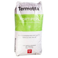 Termolita Hortiperl-G Coarse Perlite, image of a white and green bag containing horticultural perlite with product details on the packaging.
